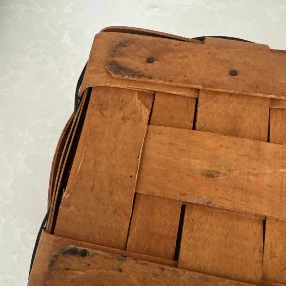 Vintage Longaberger Basket‎ Size 14.5 Inch With Red, Blue, Green Rectangle 1994